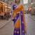 Blue silk blend embroidered saree with gota patti
