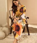 Off white women floral printed regular kurta with trousers