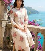Off white women floral printed floral kurta