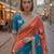 Teal silk blend embroidered saree with gota patti