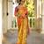 Mustard art silk printed saree with zari work