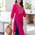 Pink women ethnic motifs embroidered thread work kurta