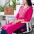 Pink women ethnic motifs embroidered thread work kurta