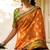 Mustard art silk printed saree with zari work