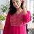 Pink women ethnic motifs embroidered thread work kurta