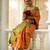 Mustard art silk printed saree with zari work