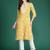 Yellow women floral embroidered thread work kurta