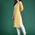 Yellow women floral embroidered thread work kurta
