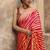Red art silk printed saree with stripes print