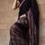 Wine crepe embroidered saree with mirror work