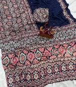 Wine crepe embroidered saree with mirror work