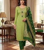 Pista color designer simmer butti fabric ceremonial partywear suit