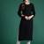 Black floral embroidered thread work kurta