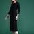 Black floral embroidered thread work kurta