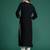 Black floral embroidered thread work kurta