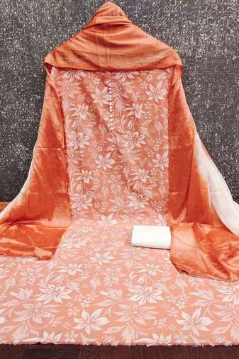 Rust color designer printed ethnic partywear salwar kameez
