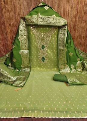 Pista color designer simmer butti fabric ceremonial partywear suit 4