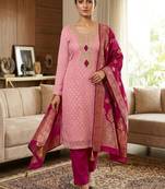 Pink color designer simmer butti fabric ceremonial partywear suit