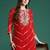 Red leheriya print zari & mirror embroidered straight georgette kurta