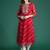 Red leheriya print zari & mirror embroidered straight georgette kurta