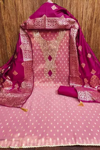 Pink color designer simmer butti fabric ceremonial partywear suit