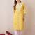 Yellow floral embroidered thread work cotton straight kurta