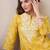 Yellow floral embroidered thread work cotton straight kurta