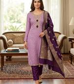 Lavender color designer simmer butti fabric ceremonial partywear suit
