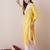 Yellow floral embroidered thread work cotton straight kurta