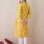 Yellow floral embroidered thread work cotton straight kurta