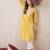Yellow floral embroidered thread work cotton straight kurta