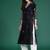 Black women floral embroidered thread work pure cotton kurta