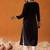 Black ethnic motifs embroidered straight kurta