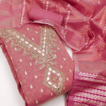 Pink color designer simmer butti fabric ceremonial partywear suit 2