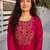 Pink women embroidered thread work kurta