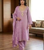 Purple color designer simmer butti fabric ceremonial partywear suit