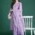 Purple floral printed pure cotton kurta with trousers & dupatta