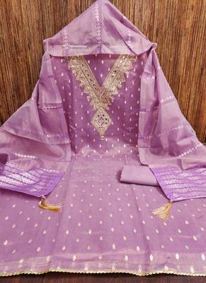 Purple color designer simmer butti fabric ceremonial partywear suit 3
