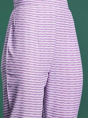 Purple floral printed cotton kurta with trousers & dupatta 3