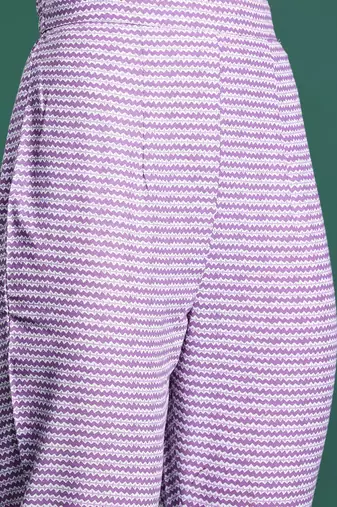 Purple floral printed pure cotton kurta with trousers & dupatta