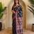 Black viscose printed saree with zari work