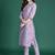 Purple floral printed pure cotton kurta with trousers & dupatta