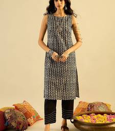 Black women floral printed indie prints kurta