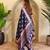Navy blue viscose printed saree with zari work