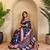 Navy blue viscose printed saree with zari work