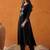 Black ethnic motifs embroidered thread work straight kurta