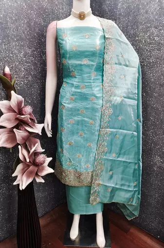 Sky blue color beautiful and smart jimmy chu fabric salwar kameez for girls