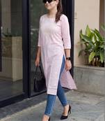 Pink women paisley embroidered thread work floral kurta