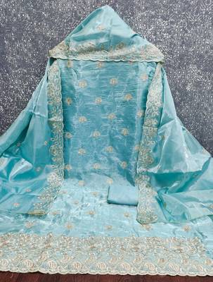 Sky blue color beautiful and smart jimmy chu fabric salwar kameez for girls 4