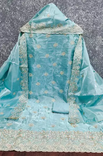 Sky blue color beautiful and smart jimmy chu fabric salwar kameez for girls